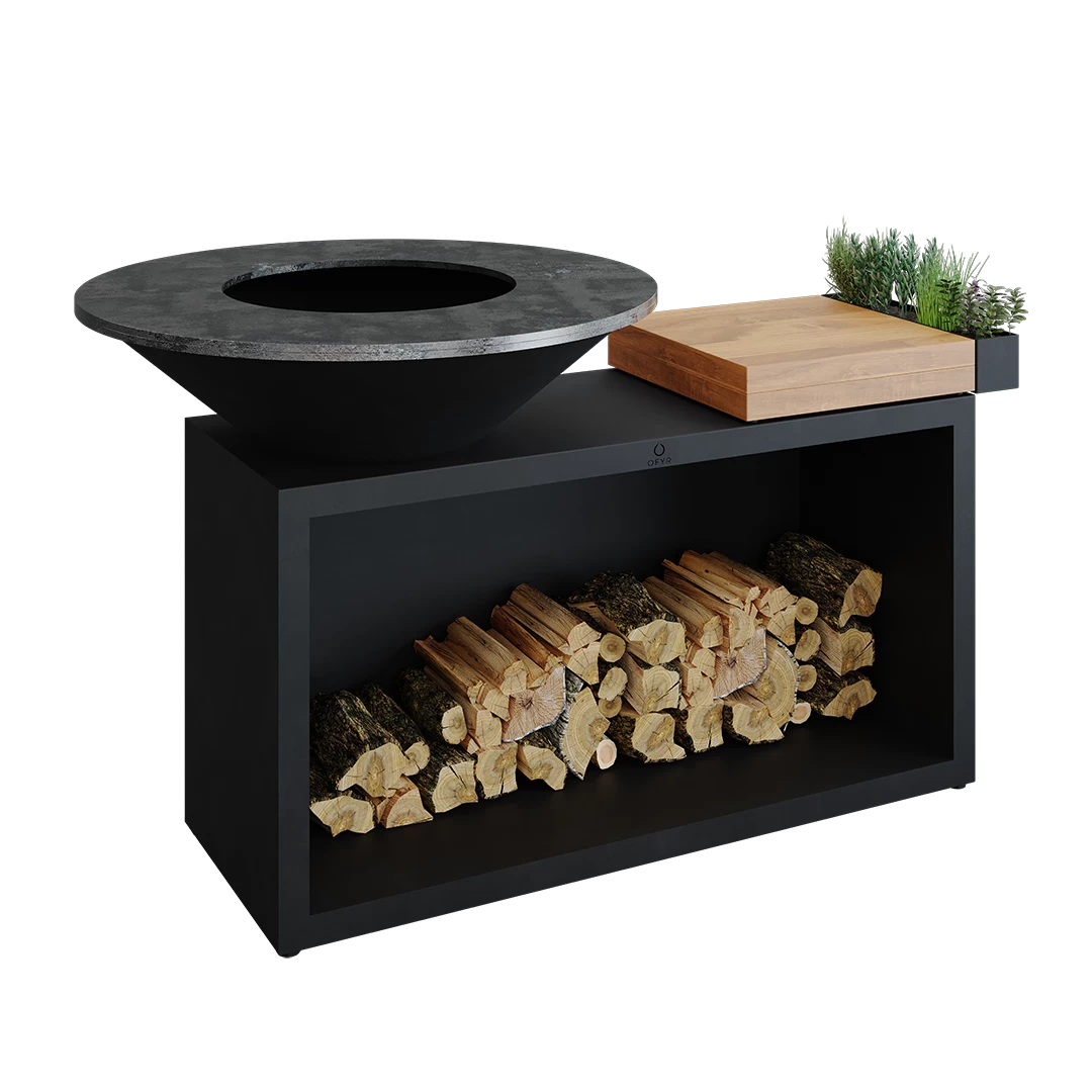 Ofyr Island Black 85 -100 Teak Hout En Donker Grijs Keramiek 2 Ofyr Island Black 85 -100 Teak Hout En Donker Grijs Keramiek - Afbeelding 2