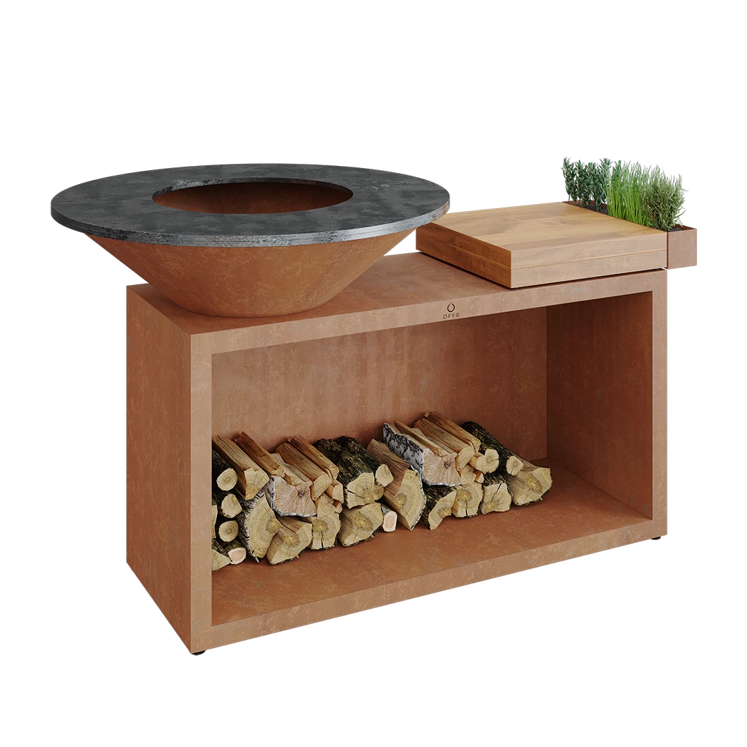 Ofyr Island Corten 85-100 Teakhout En Donker Grijs Keamiek 2 Ofyr Island Corten 85-100 Teakhout En Donker Grijs Keamiek - Afbeelding 2